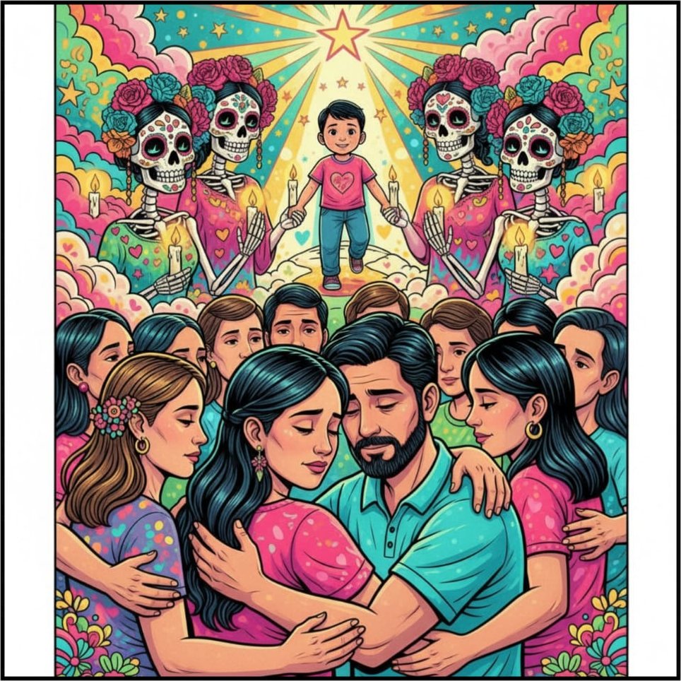 Ilustración sobre la niñez y la muerte